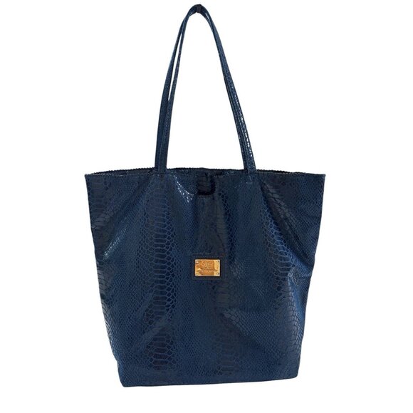 Anteprima Nueva Blue Snake Skin Print Shoulder Bag - Picture 1 of 10